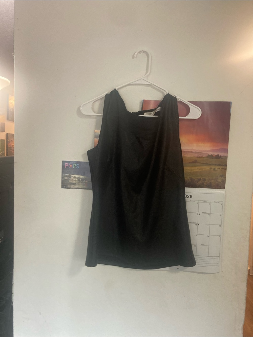 Max Studio Black Satin Sleeveless Tank Top